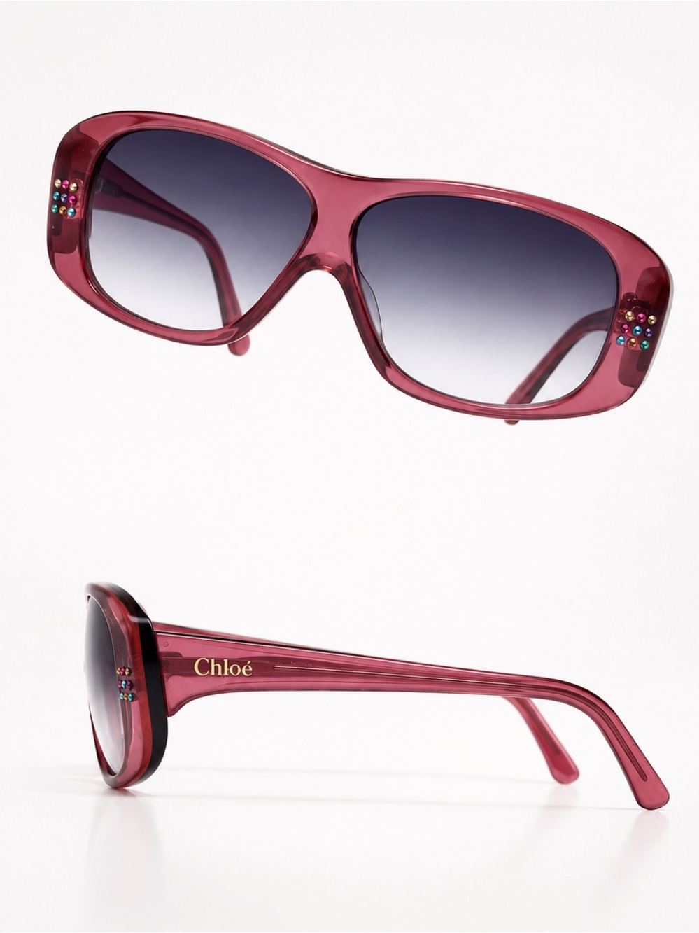 RARE Vintage Chloé Rhinestone Sunglasses • Translucent Cherry Y2K Archive c.2004